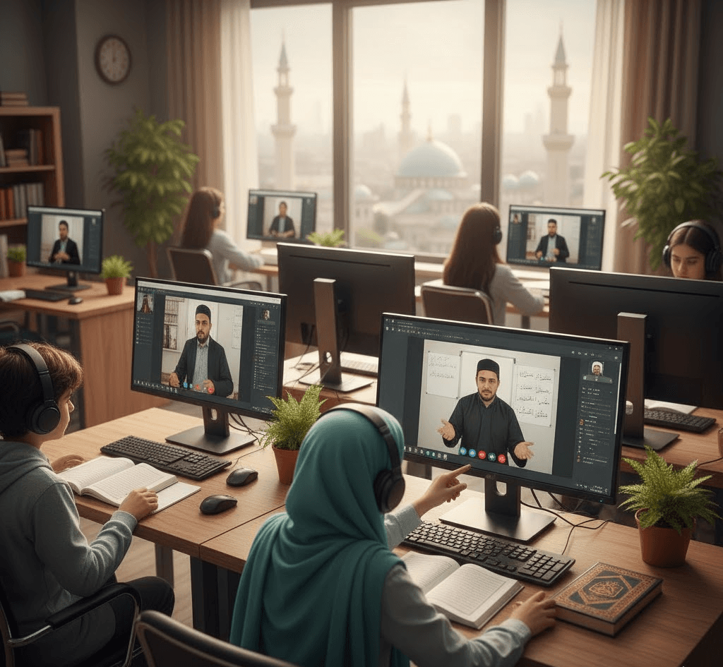 ilmulQuran.com - Global online Quran academy with certified teachers teaching Islamic studies, Tajweed, Hifz, and Arabic to students worldwide with mosque background